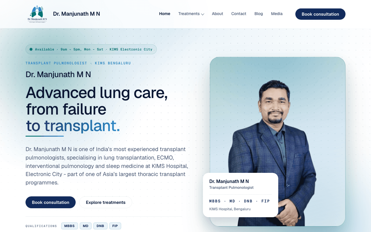 Dr. Manjunath MN website built by CloudFigma