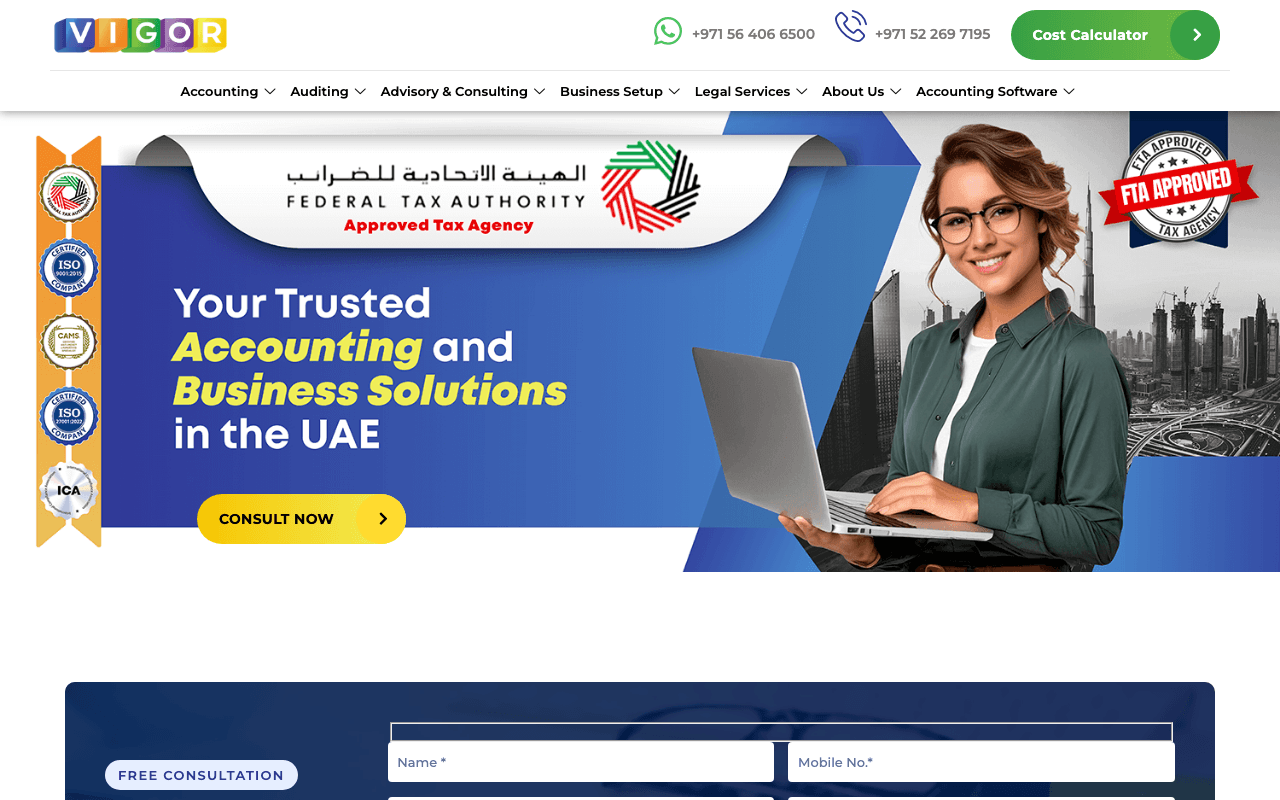 Vigor Dubai website built by CloudFigma