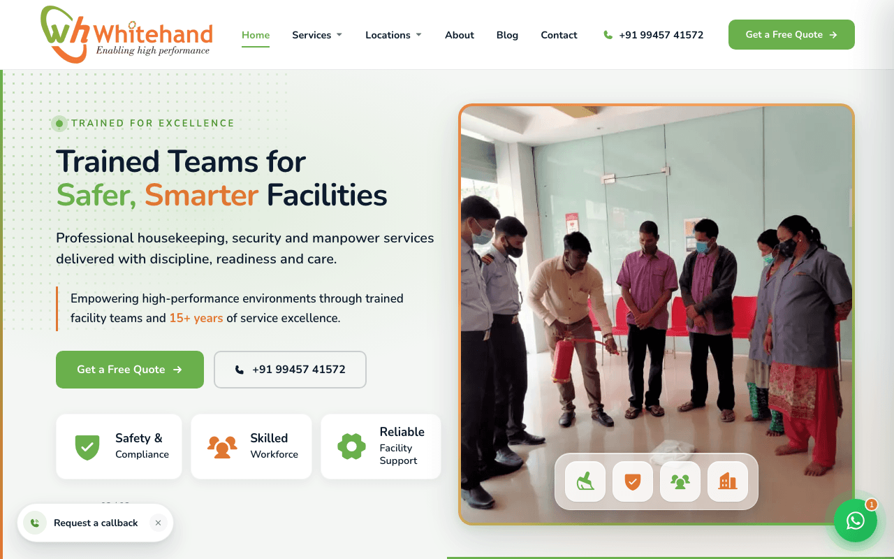 Whitehand Services website built by CloudFigma